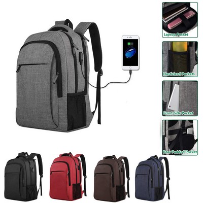 Travel Laptop Backpack w/USB Charging Port